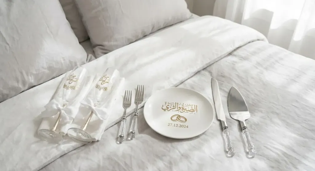 طقم كيك الزفاف مع كتابة الاحرف و الاسماء